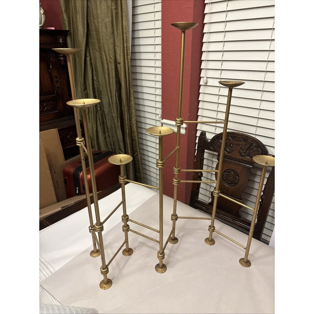 Fireplace Metal Multi Level Candleholder Stand 7-Arm Adjustable Foldable 32"W